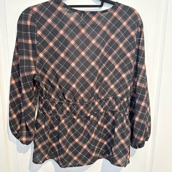 New York & Company Plaid Blouse with Tie Detail - Picture 3 of 3